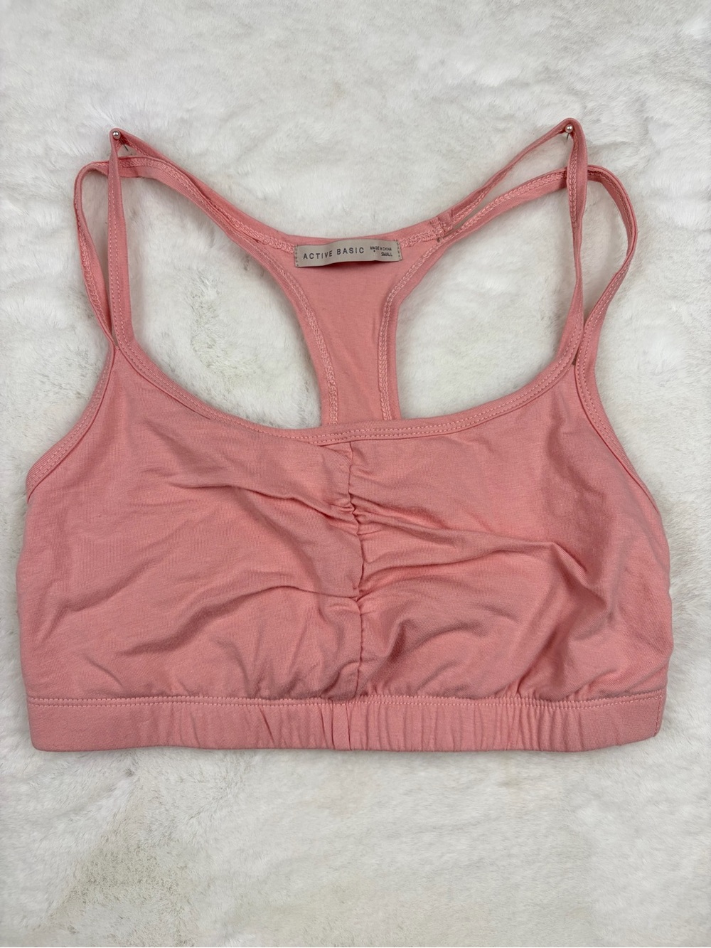 Active Basic Pink Cotton Racerback Sports Bra Small